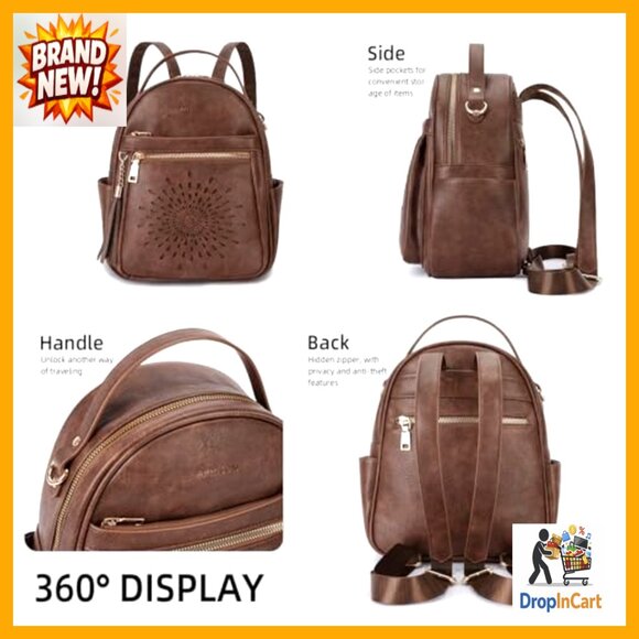 Mini Backpack Purse Waterproof Vegan Leather Convertible Crossbody Daypack